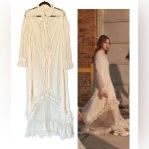 Rare Tory Burch Camila long maxi white Lace ruffled long sleeve Dress gown Sz 12